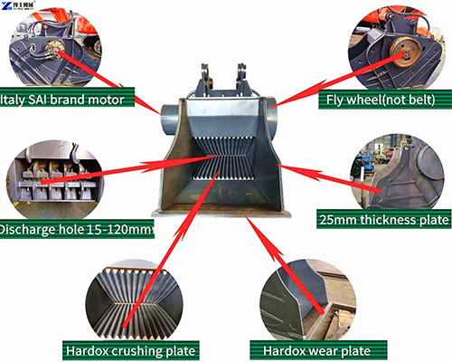 excavator crusher bucket structure excavator crusher bucket structure