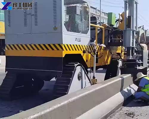 concrete curb extruder working scene concrete curb extruder working scene