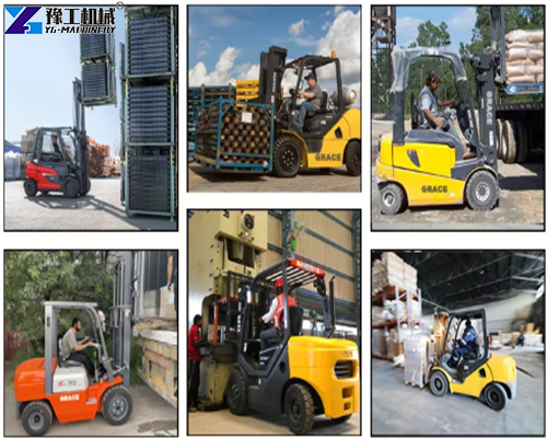 electric stacker forklift workign scene electric stacker forklift workign scene