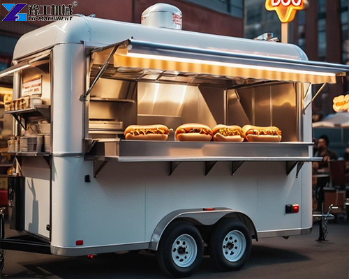 hot dog trailer on street hot dog trailer on street