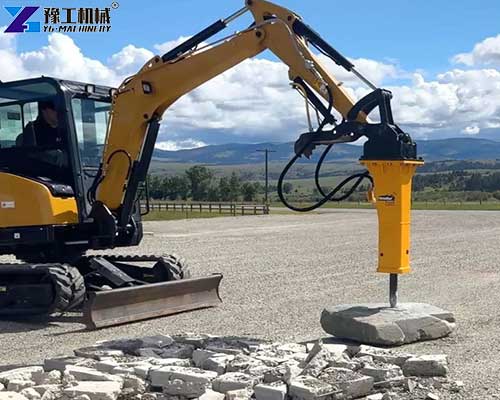 mini excavator hydraulic breaker working