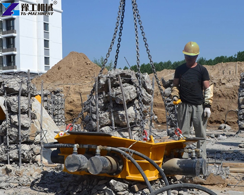 pile breaker machine is working pile breaker machine is working