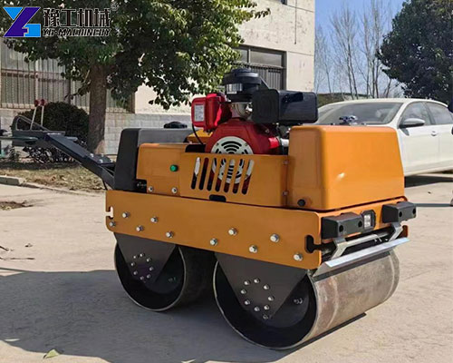real shot of road roller machine